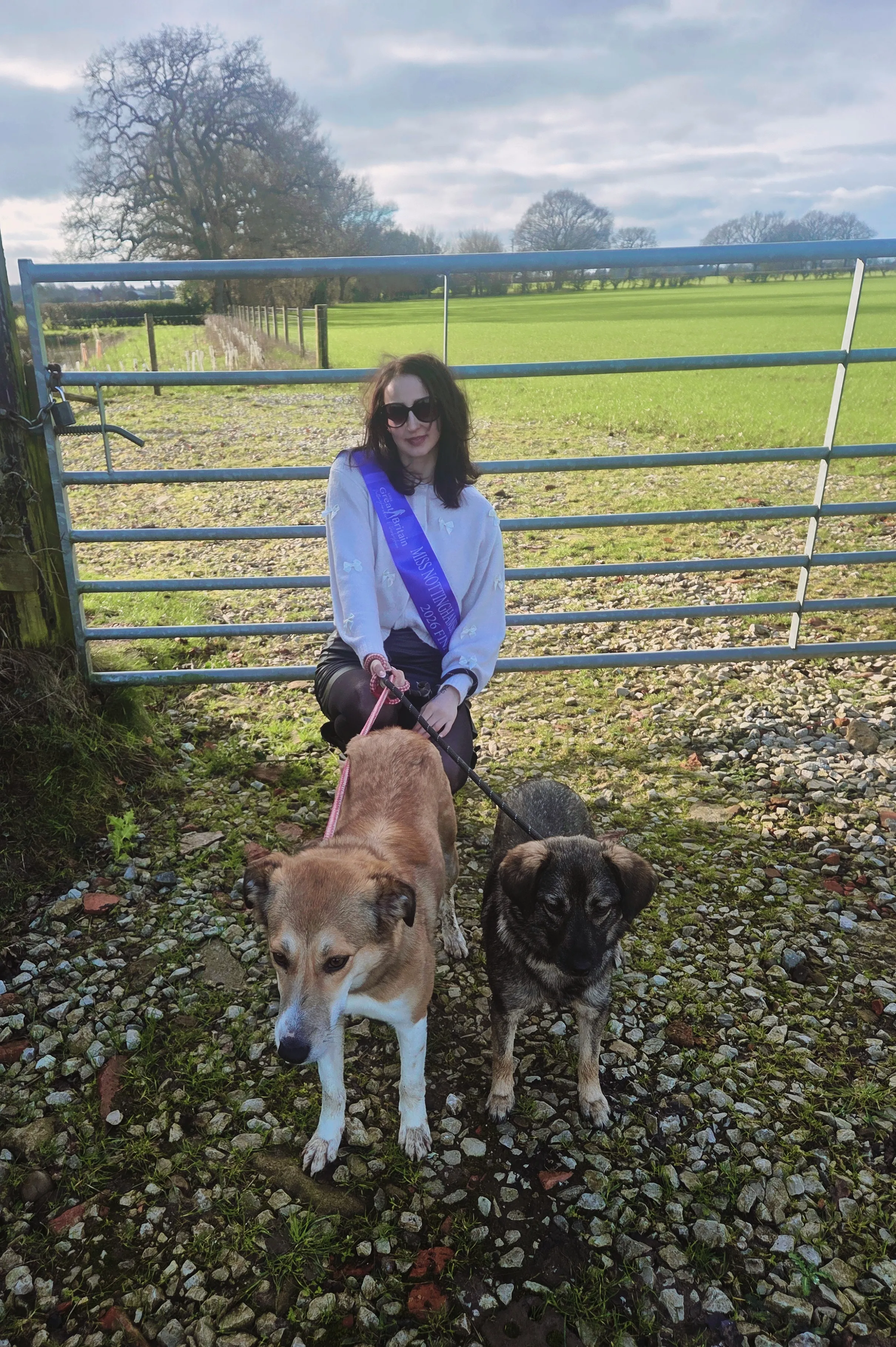Emma Barker with the dogs up for adoption